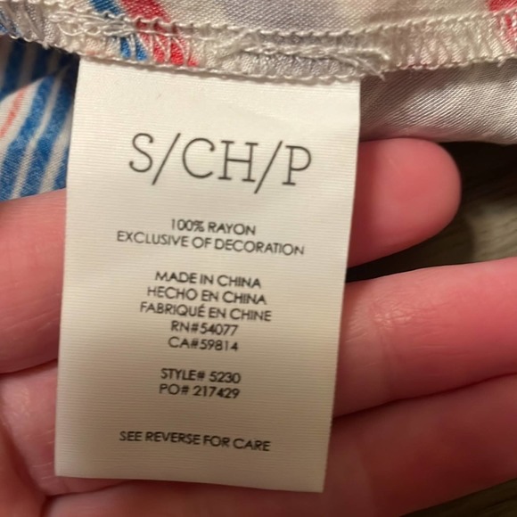 Cabi‎ #5230 Inline Print White Red & Blue Striped Tassel Tank Top Size S - Picture 7 of 9